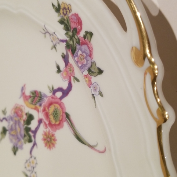 VINTAGE Bernardaud Limoges Porcelain Cake Plate WITH TWO gilt HANDLES - Picture 5 of 16